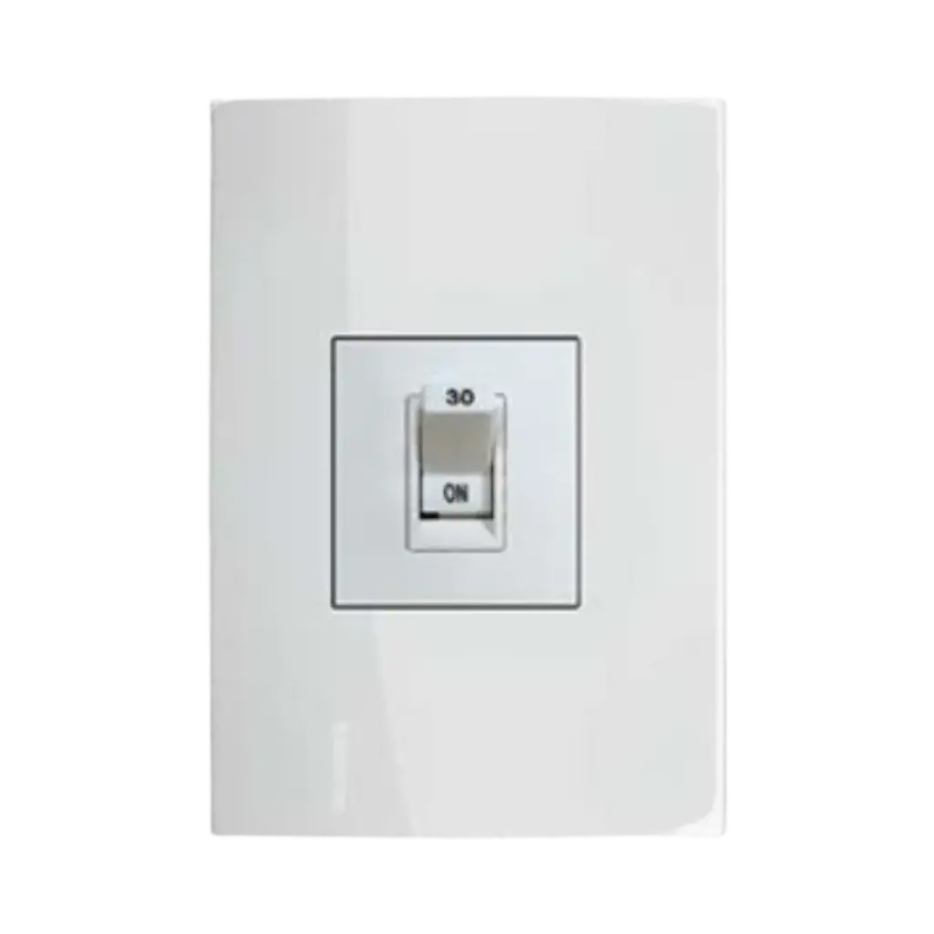 Bticino Flush Mounting Safety Breaker 1P+N for Solida Cover Plates, 30A- 230V- 2.5KA (White Cover Plate Included)