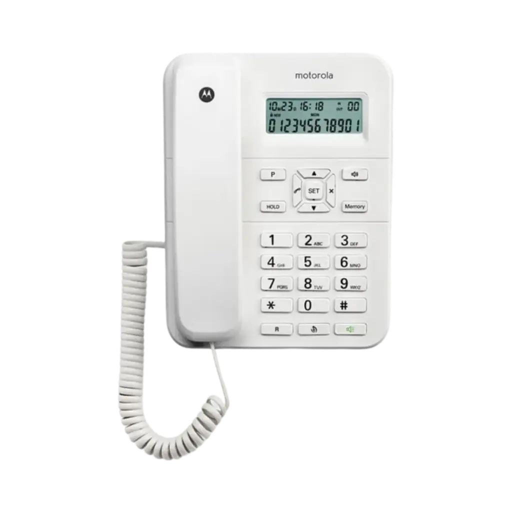 Motorola Corded Telephone, A Large Display With Caller ID, White