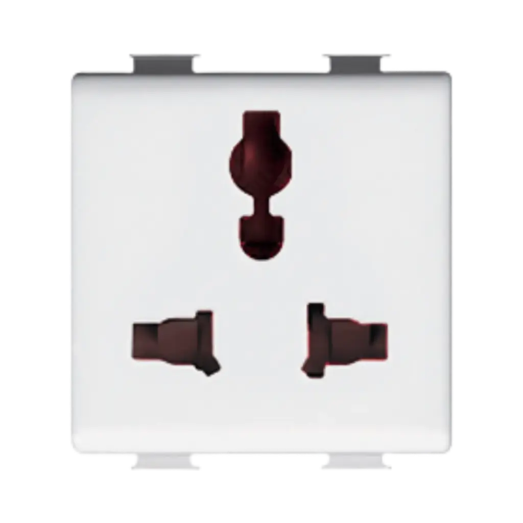 Bticino Matix Multistandard Socket 2P+E 5/6/10/13 A 250 Va.c. and 127 Va.c. 5 A and 13 A = BS std., 6 A = Indian std., 10 A = European std.