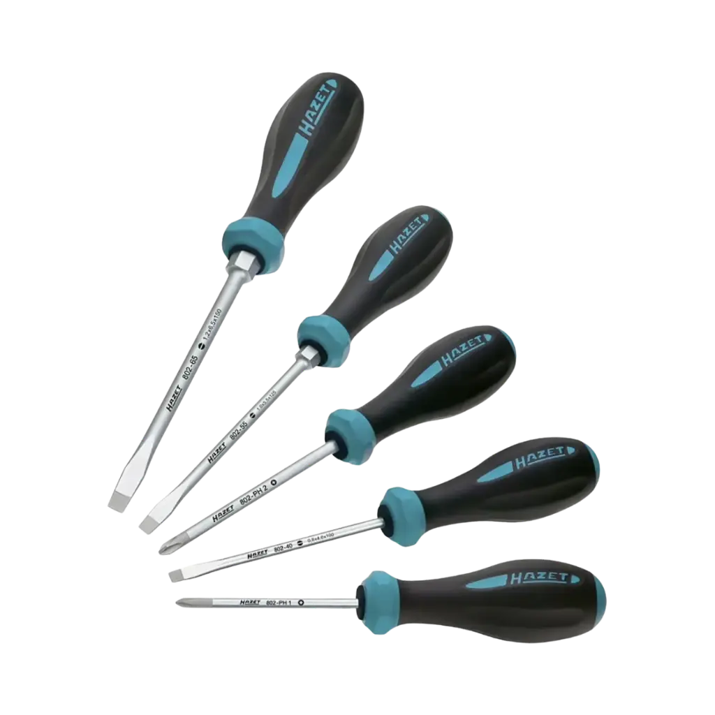 [802/5] Hazet HEXAnamic® Screwdriver Set 5-Pieces ∙ 0.8 x 4, 1.2 x 6.5 ∙ PH1-PH2 Slot Profile Cross Recess Profile PH 