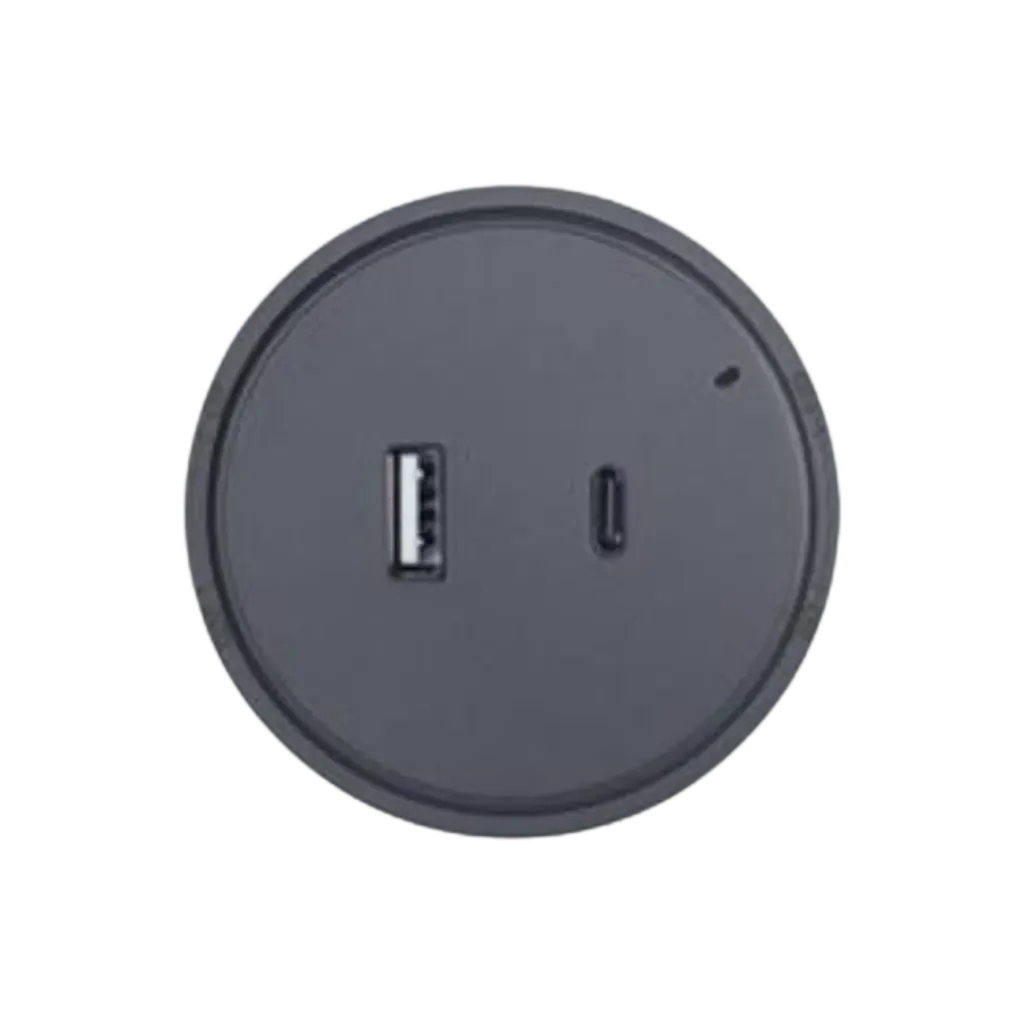 فينوس بريزة USB + USB Type C بلمبة اشارة للتراك سوكت لون اسود H/USB/C/WA/20GM