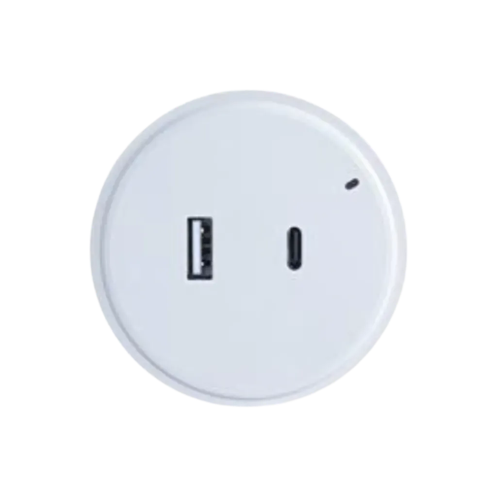 فينوس بريزة USB + USB Type C بلمبة اشارة للتراك سوكت لون ابيضUSB/C/WA/20G