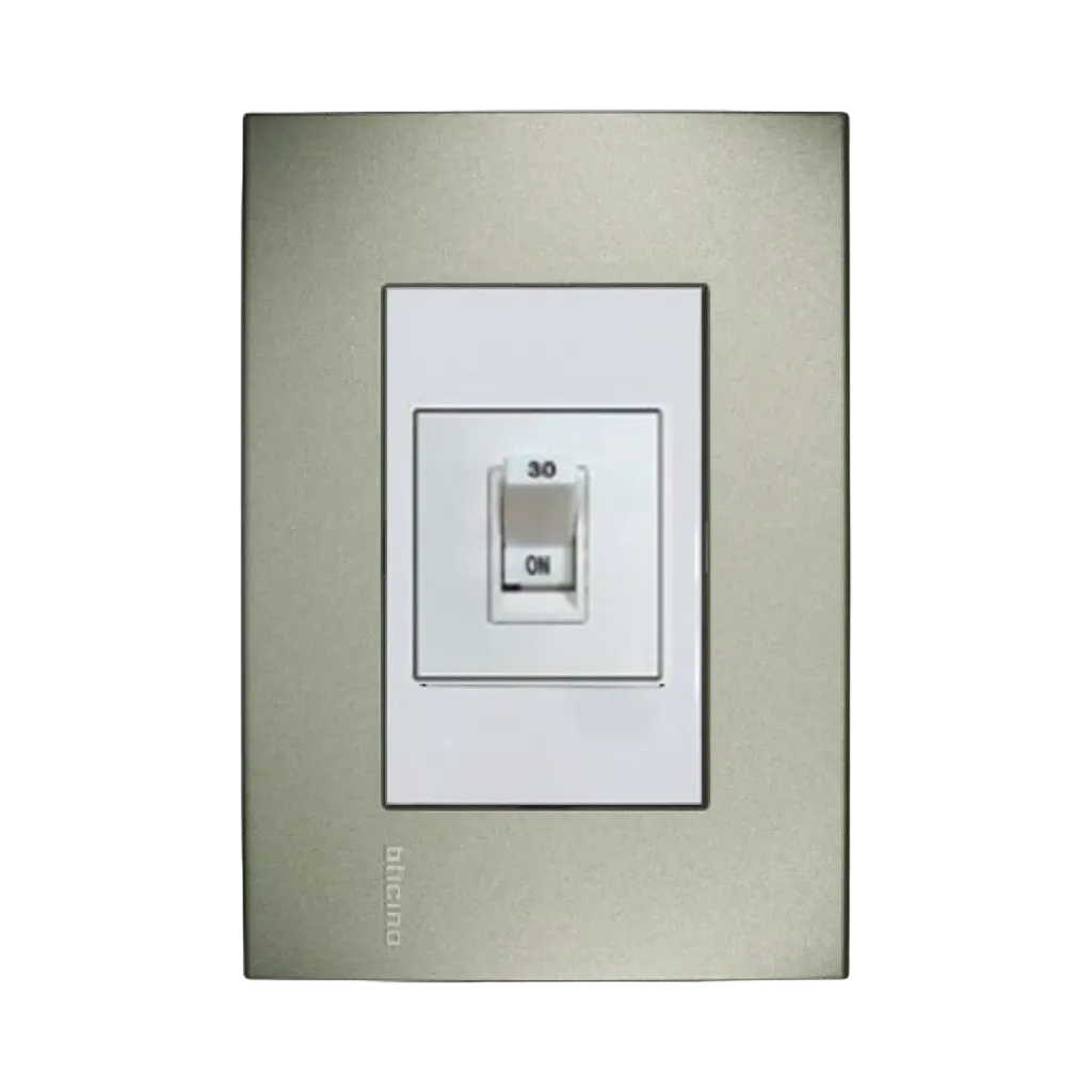 Bticino Flush Mounting Safety Breaker 1P+N for Matix Edge Cover Plates, 30A- 230V- 2.5KA (White Cover Plate Included)