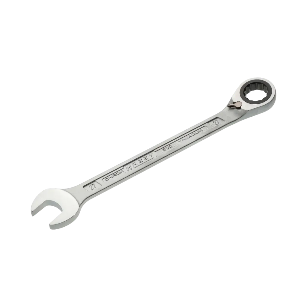 [606-27] Hazet Ratcheting Combination Wrench Size 27mm Outside 12-Point Traction Profile