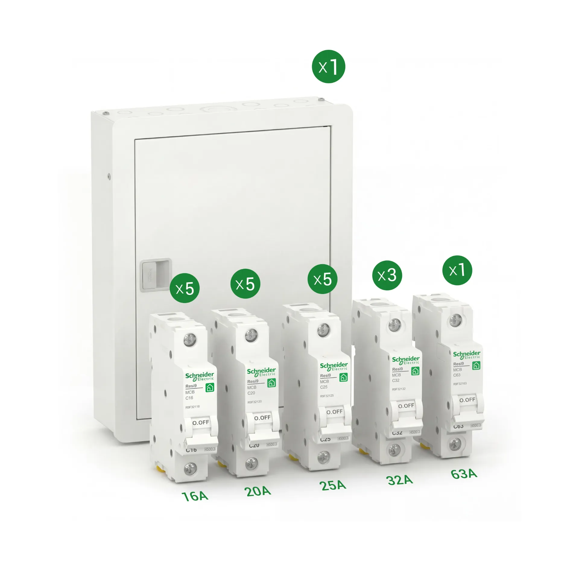 [SE-KIT1-ACTI9-19MCB] Schneider Electric Premium Finishing Package | Acti9 Disbo 18-Way Board + 19 Resi9 MCBs 4.5k
