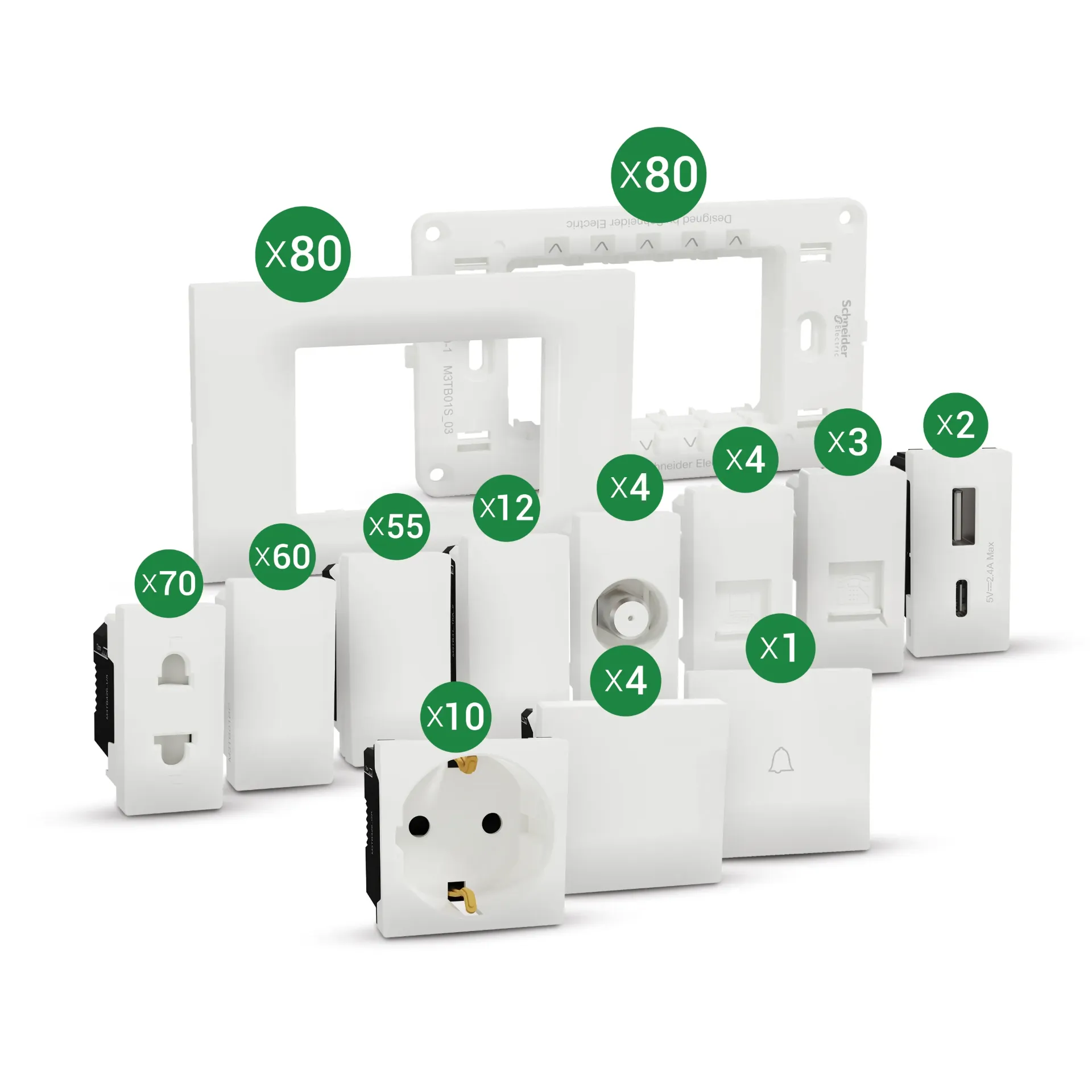 [SE-KIT-MLZ2] Schneider Electric Miluz Premium Finishing Package | 200m² Apartment Saver Bundle | 385 Pieces White