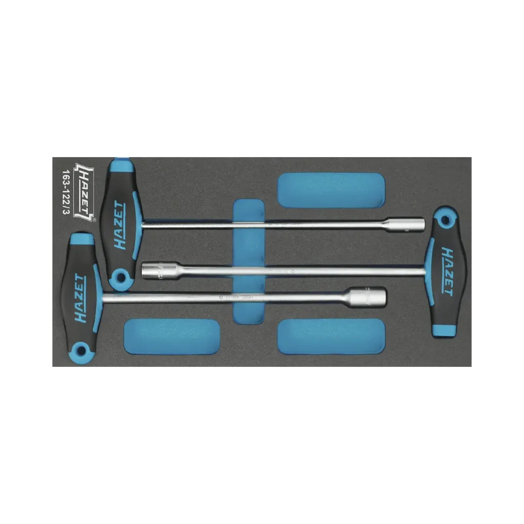 [163-122/3] Hazet Nut-driver Set With T-handle 3-Pieces 1/3 8,10,13 Outside Hexagon Profile