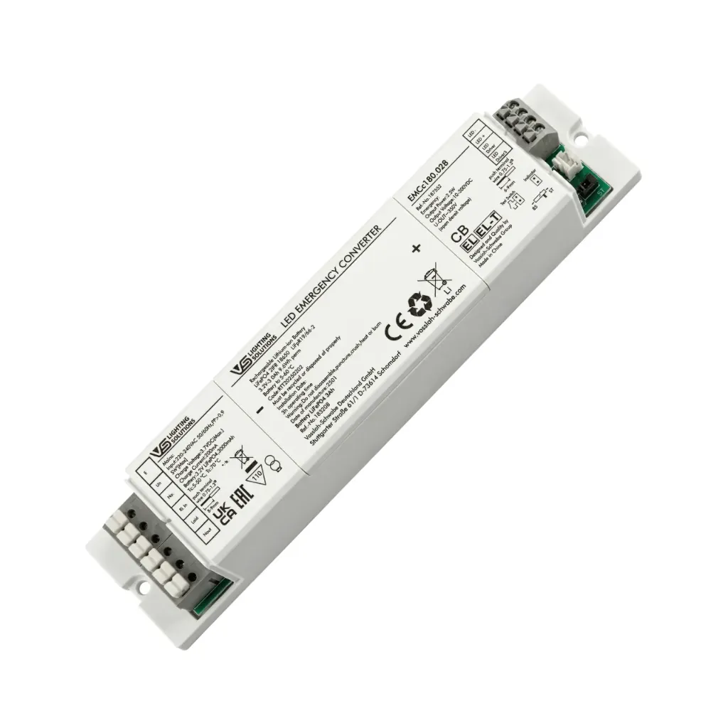 [187552] Vossloh Schwabe LED Emergency Converter EMCc 180.028 + Rechargeable Lithium-ion Battery LifePO4 3.2v 3A