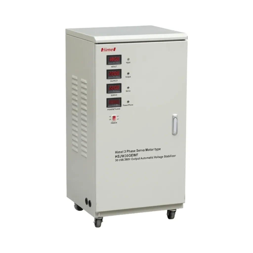 [HSJW30GEWF] Himel Voltage Stabilizer, HSJW, Servo Motor Type, 30 kVA, Cabinet Shape, Dial Meter Display, 260...430v Input, 380v Output HSJW30GEWF