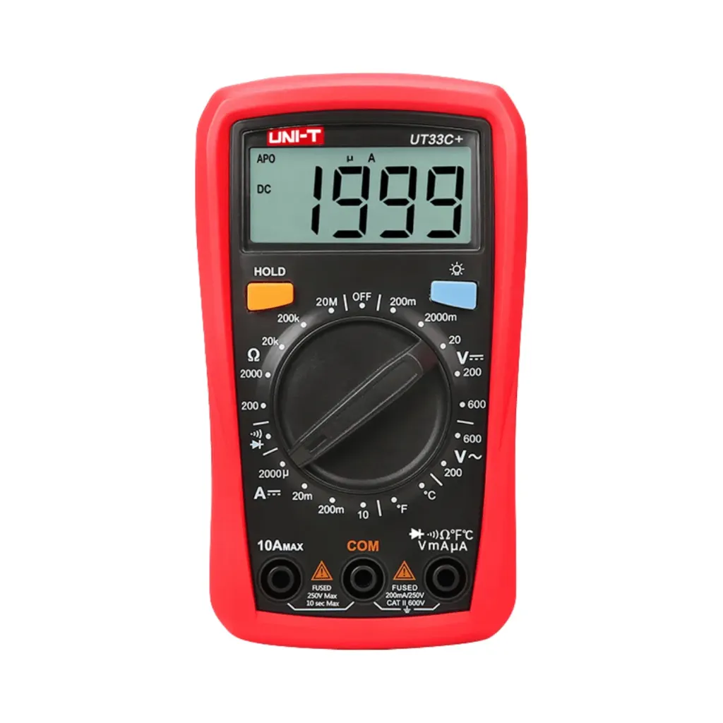 Uni-T Palm Size Digital Multimeter with Temperature Measurement-CAT II 600V UT33C+