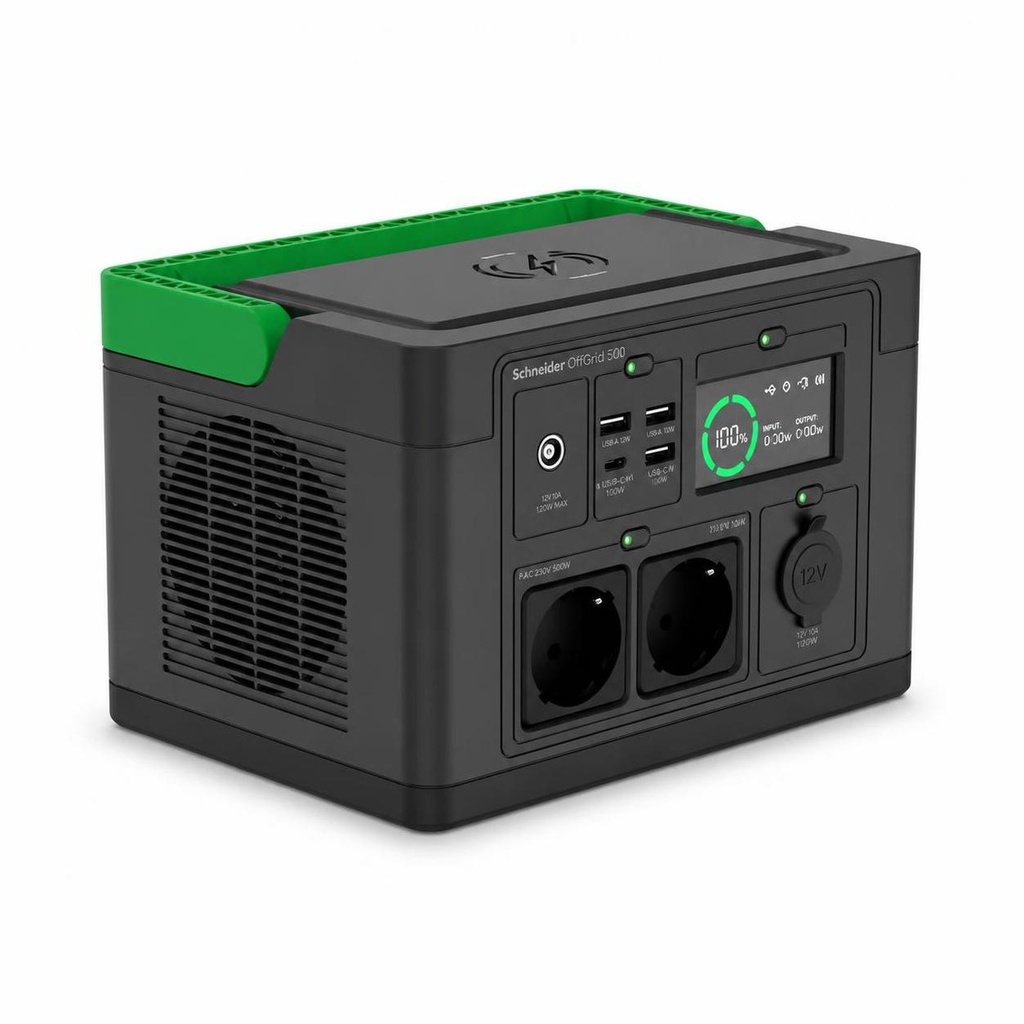 [PPS330-GR] محطة طاقة محموله 332 وات بطاريه ليثيوم ايون 230 فولت بشاشه LCD مخارج شوكو شحن لاسلكى و USB شنايدر اليكتريك