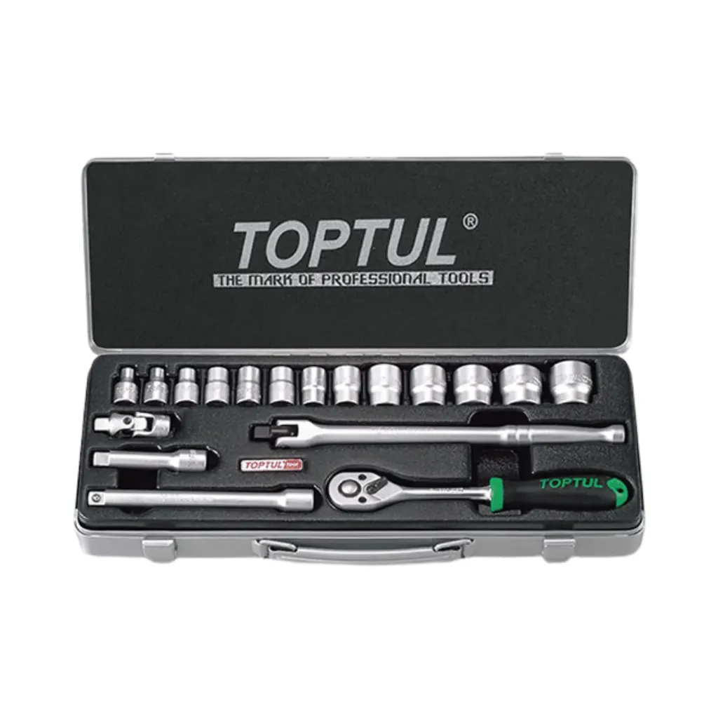 [GCAD1805] TopTul 18PCS 3/8" DR. Socket Set Metric in a Metal Case