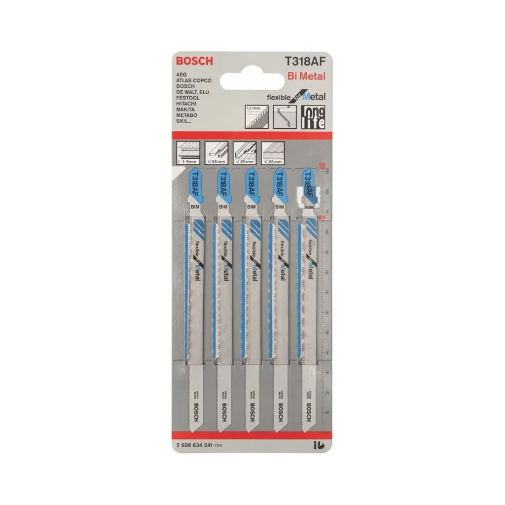 [2608634241] Bosch Pro Metal Flexible Cut Jigsaw Blade 5 Pieces T318AF Bi Metal