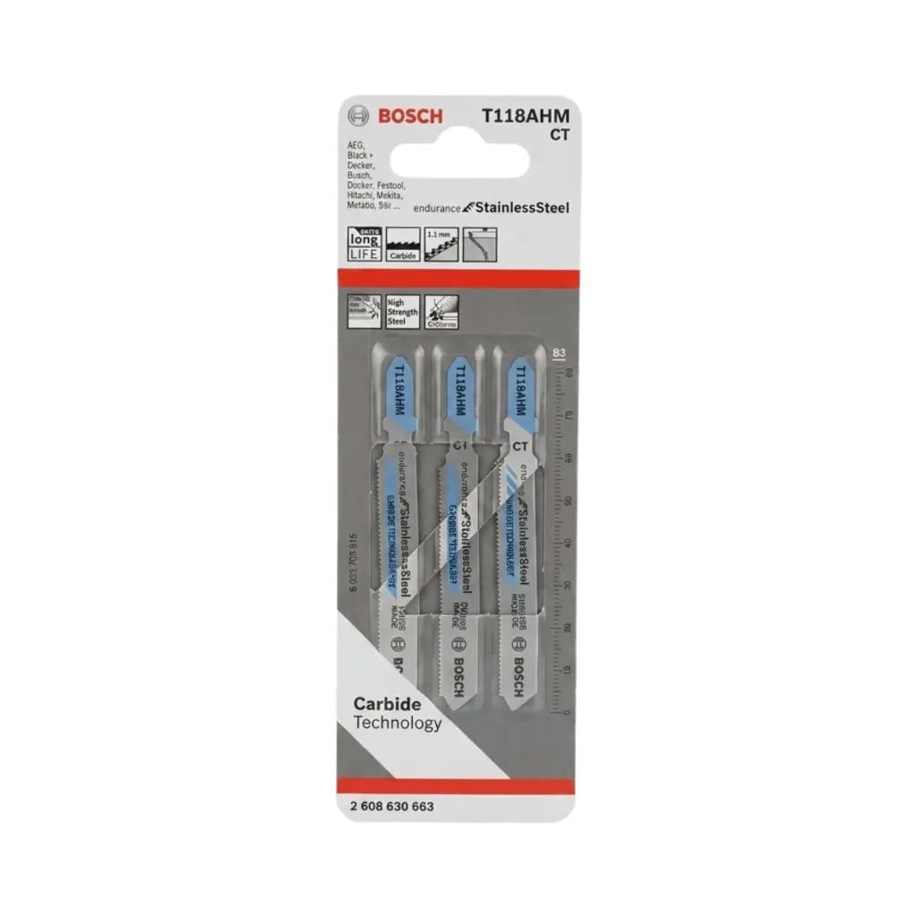 [2608630663] Bosch Pro StainlessSteel Cut Jigsaw Blade 3 Pieces 170mm T118AHM CT