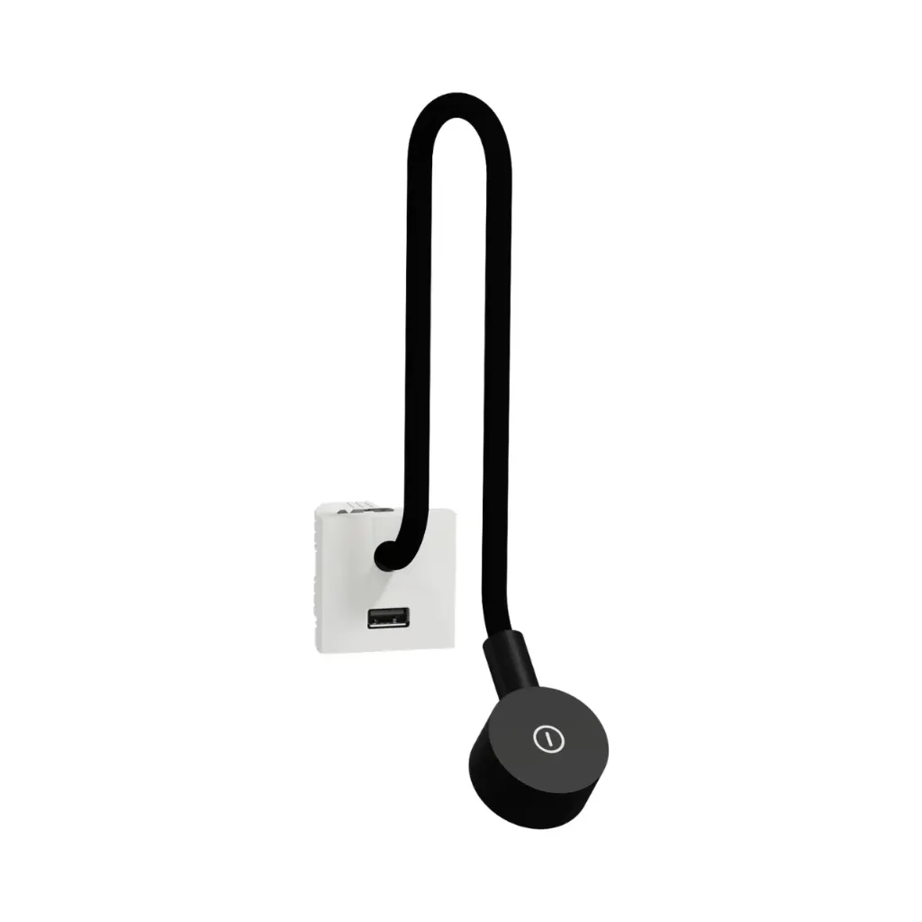 [NU360318] Schneider Electric Bedside Lamp + USB Charger, New Unica, 2W, 240V, Type A, LED Indication, White