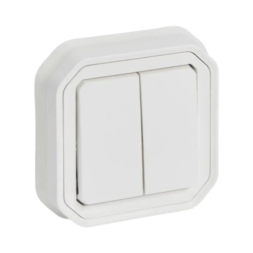 [069855L] Legrand Plexo™ 2 Gang 2-Way Switch 10A 250v White Flush Mounted IP55