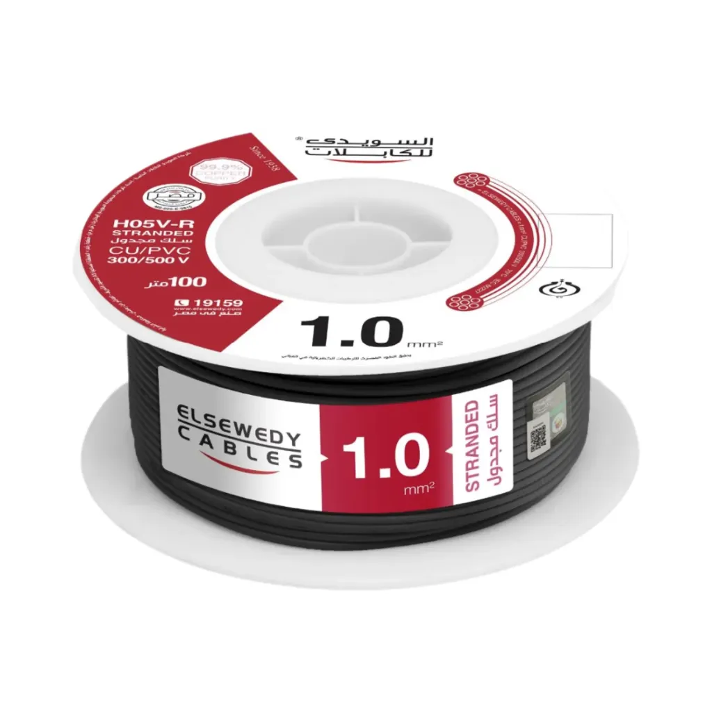 Elsewedy Single Core CU/PVC Stranded Copper Wire 1 mm (Black)