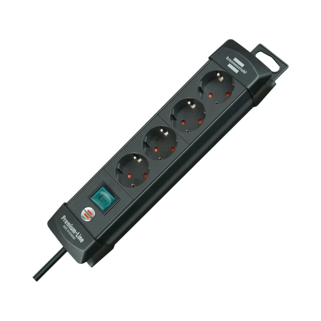 Brennenstuhl Premium-Line Extension Lead 4-Way Black 1,8m H05VV-F 3G1,5