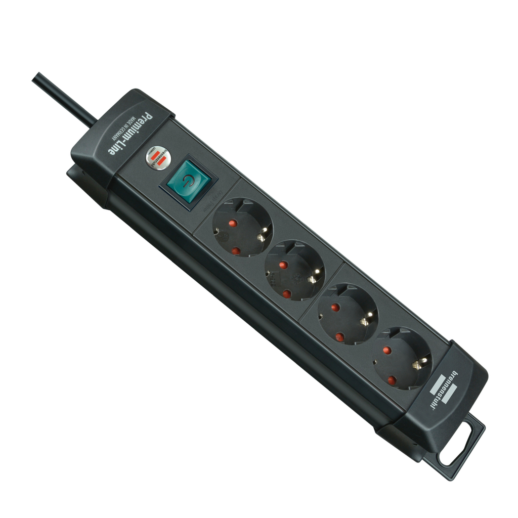 Brennenstuhl Premium-Line Extension Lead 4-Way Black 1,8m H05VV-F 3G1,5