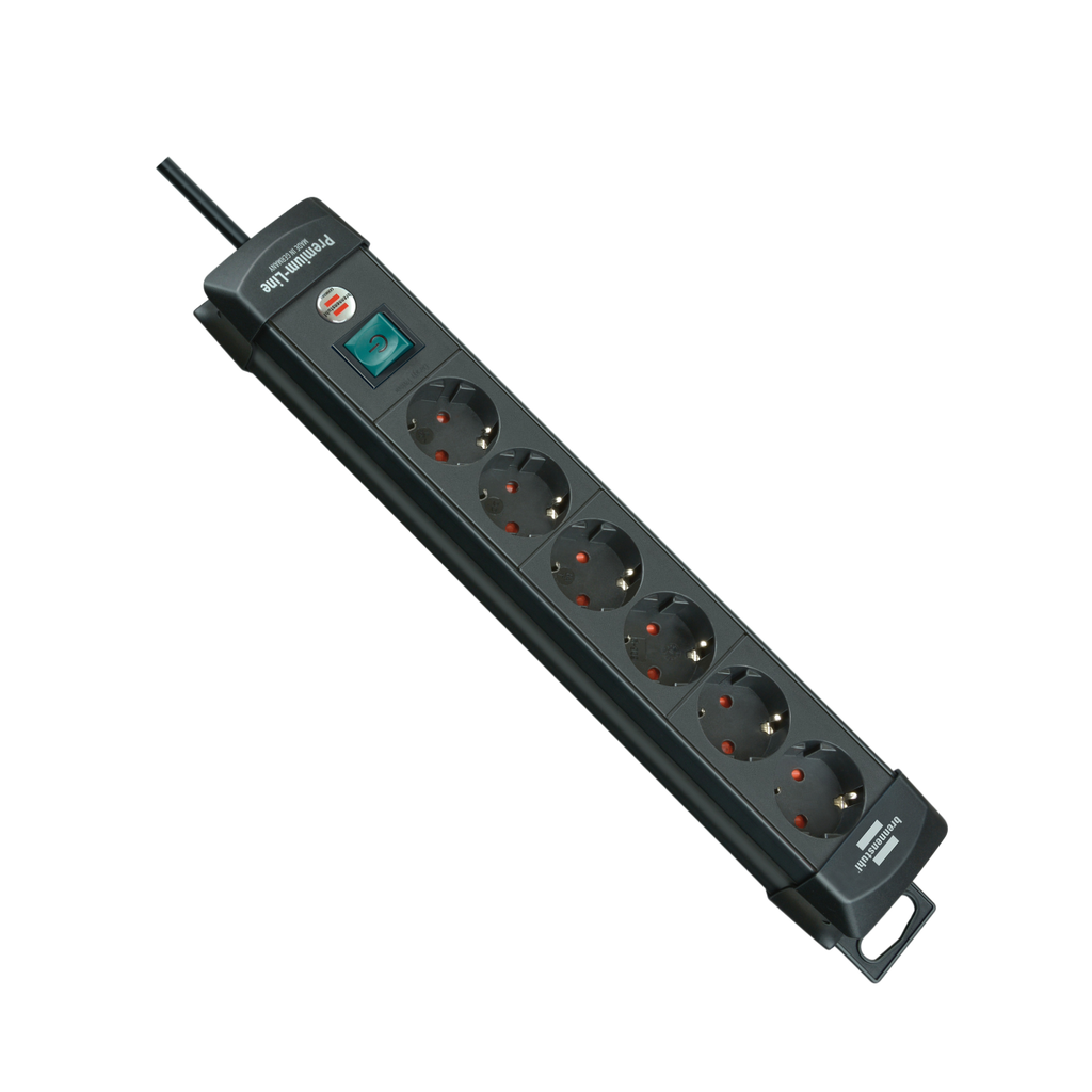 [1951160100] Brennenstuhl Premium-Line Extension Lead 6-way Black 3m H05VV-F 3G1.5