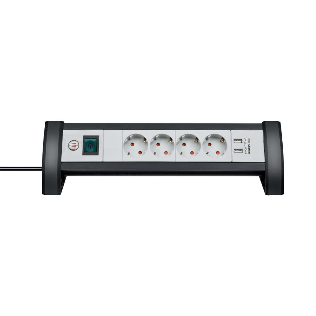 Brennenstuhl  Premium Office Line Power Strip 4-Fold With Switch Extension Lead For The Desk With 1.8m Cable and 2x USB, max. 3100 mA