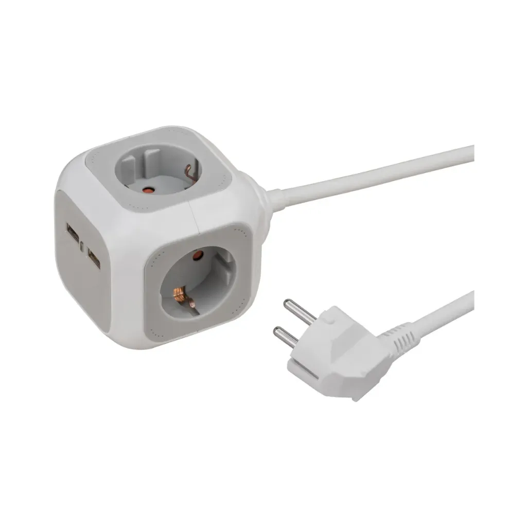 [1150100] brennenstuhl ALEA-Power USB-Charger Socket Cube 4-fold (2x USB Type A, With 1.4m Cable and Increased Protection Against Accidental Contact