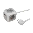 مشترك كهرباء 4 مخارج + مخرجين USB Type A وسلك 1.4 متر بتصميم مكعب انيق من البولى كربونيت برننتشول