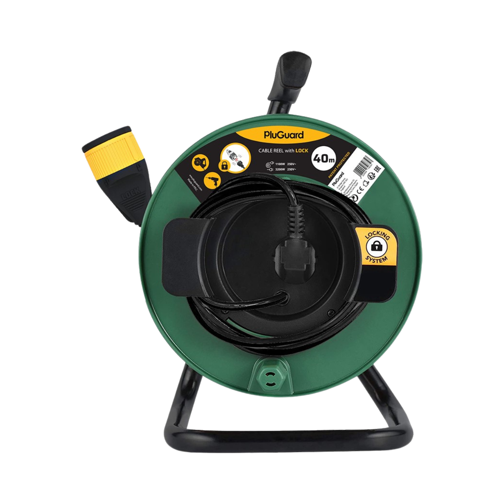 [6224009746347] iLock Plastic Extension Cable Reel 40 Meters Cable with Lock Outlet