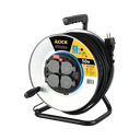 iLock Aluminium Extension Cable Reel, 4 Schuko Socket 50 Meters Cable Extension Cord