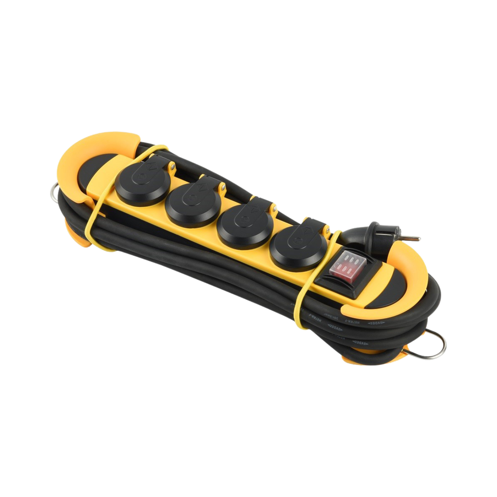iLock Waterproof Proffissional Power Strip 4 Outlet Socket 5 Meters Rubber Cable IP44