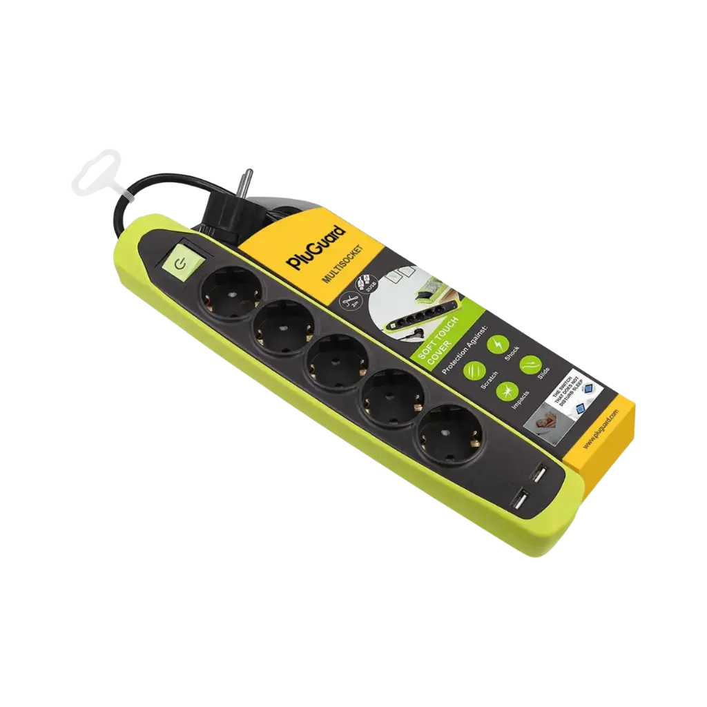 iLock Power Strip 5 Schuko Outlet + 2 Certified USB 2.1A and Silicon Cover