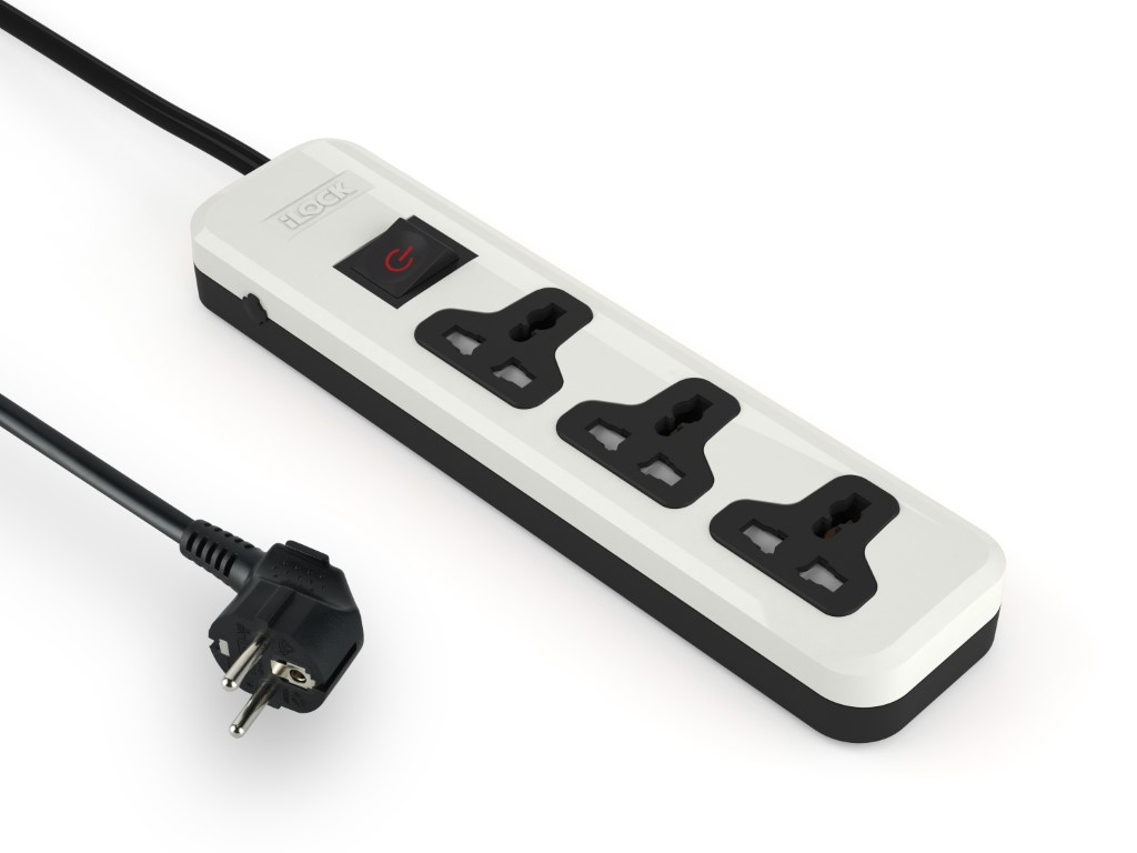 iLock 3 Universal Outlet Power Strip With Overload Switch