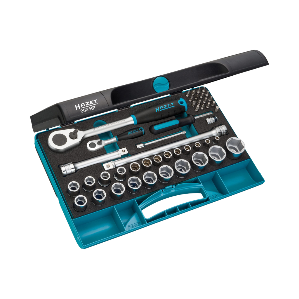 [953HP] Hazet ¼ ~ ½ inch Square, Hollow - Outside Hexagon Traction Profile 47 Pieces