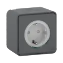 Schneider Electric Mureva Styl, Socket-Outlet - 16A, 250v 2P + E - Shutters and Side Earth, Surface Mounting Grey