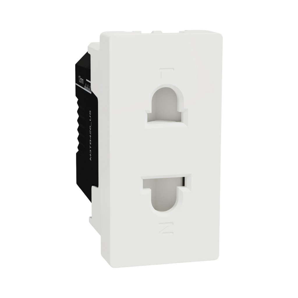 Schneider Electric Miluz E Universal Socket,16A, 250V, 2 Pin, 1 Module, White