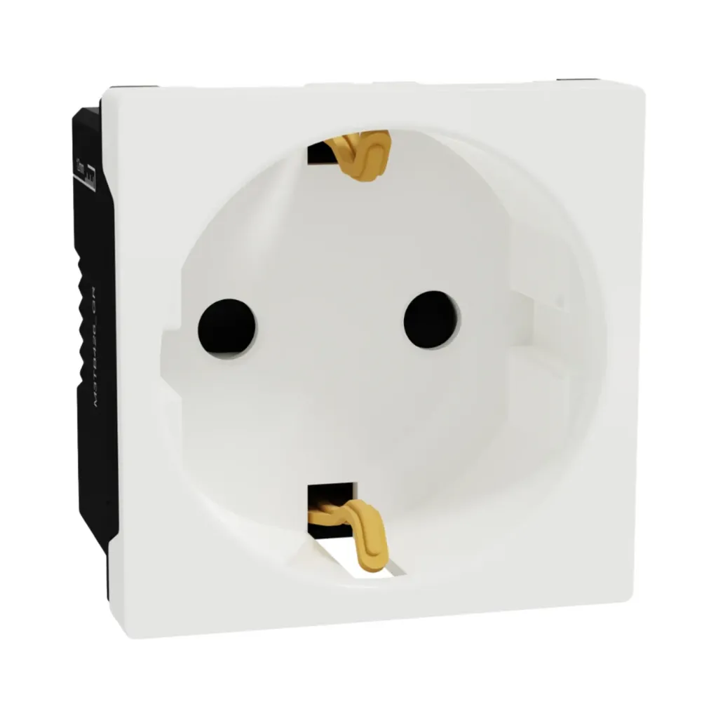 [M3TB426_GR] Schneider Electric Miluz E German Socket Outlet,16A, 250V, 2 Pin With Earth, 2 Module, White