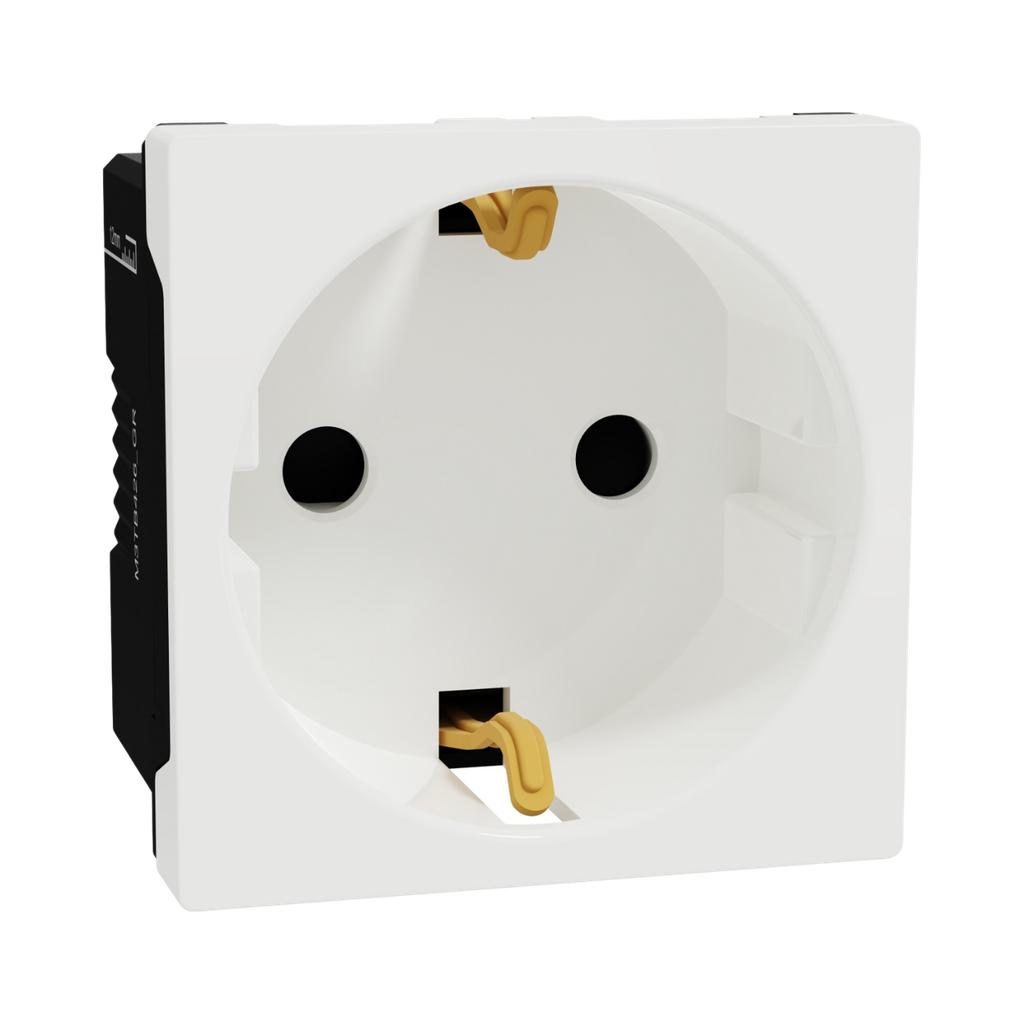Schneider Electric Miluz E German Socket Outlet,16A, 250V, 2 Pin With Earth, 2 Module, White