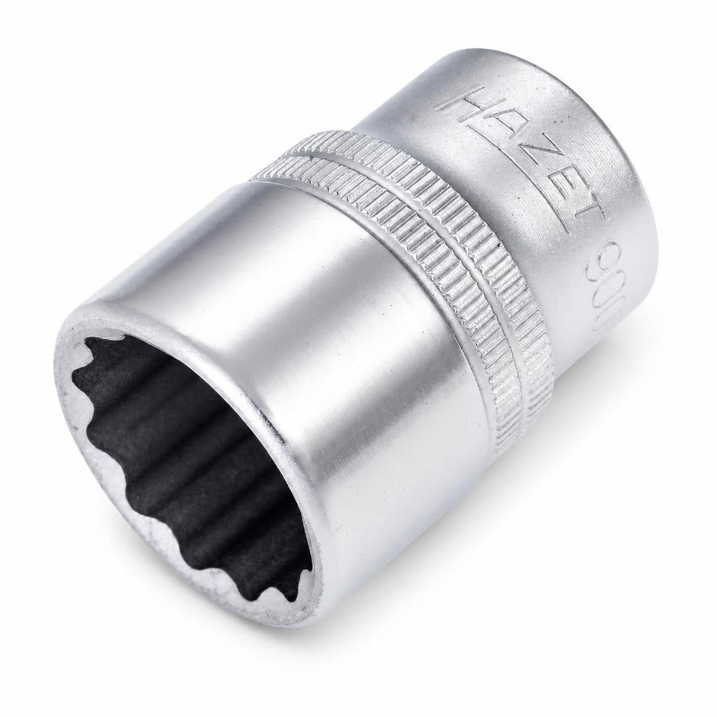 [900Z-22] Hazet 1⁄2 inch Square Hollow,12.5 mm Socket Outside 12-Point Traction Profile 22 mm
