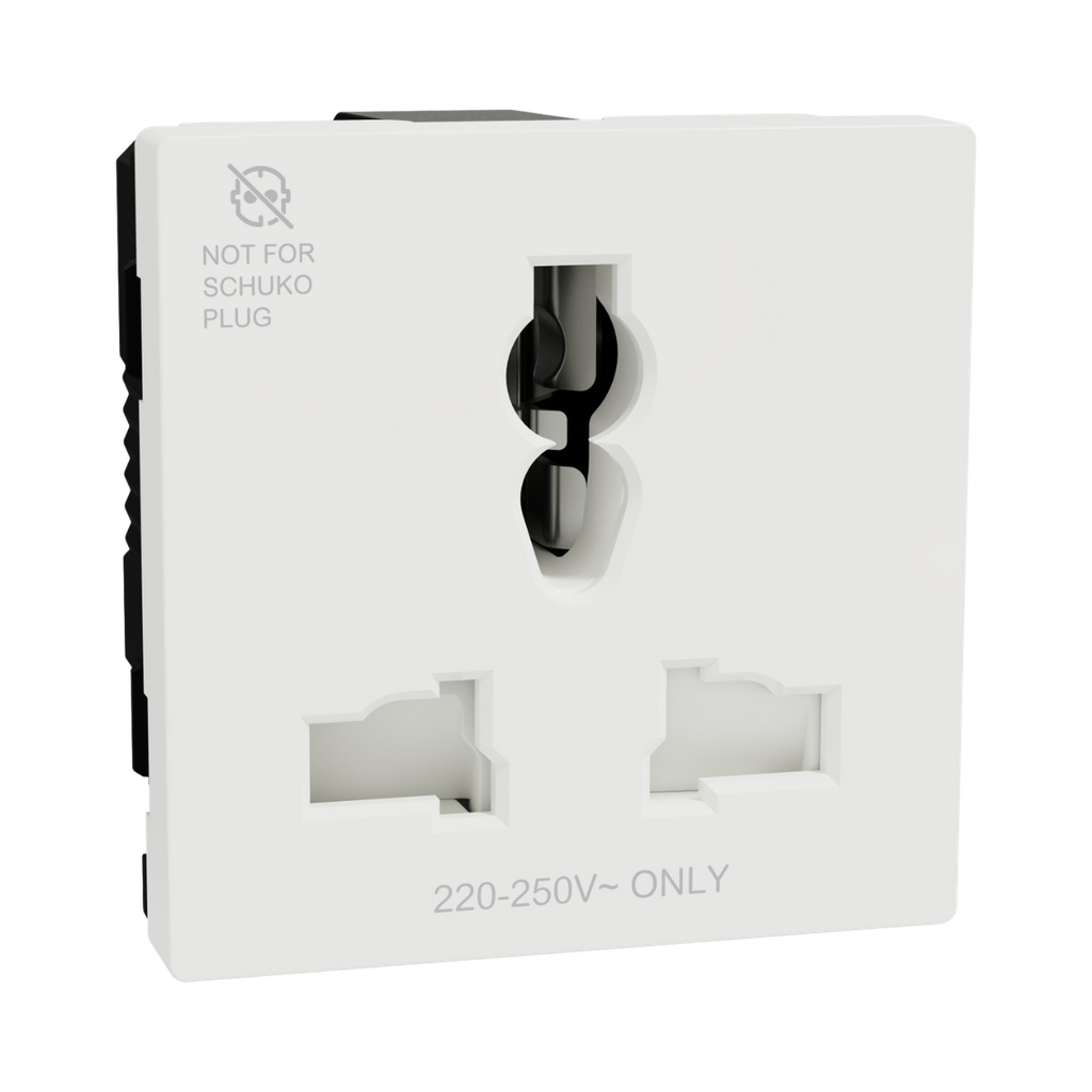 Schneider Electric Miluz E International Socket Outlet, 16A, 250V, 2 Module, White