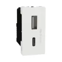 Schneider Electric Miluz E USB Type A+C, 2 Port, 2.4A, 12W, 1 Module, White