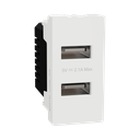 Schneider Electric Miluz E USB Type A, 2 Port, 2.1A, 1 Module, White