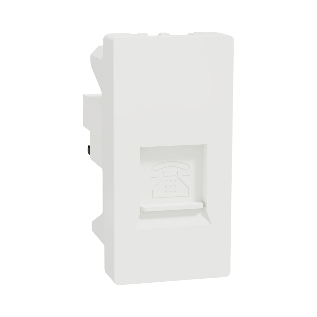 Schneider Electric Miluz E Telephone Outlet, 6 Pin, 4 Wire, Mechanism With Shutter, White