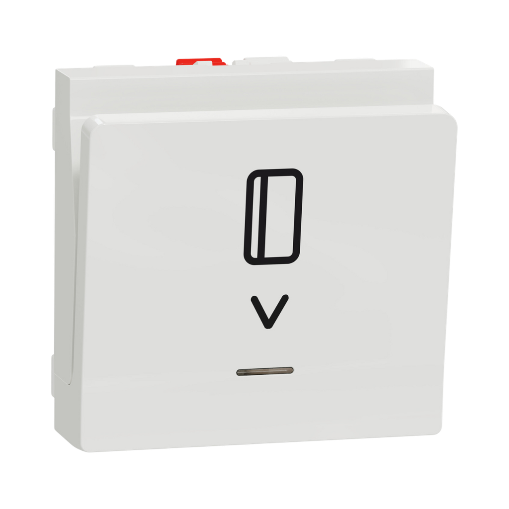 Schneider Electric Card Switch,1-pole 2-Way, 10A, 2 Modules, Screwless Terminals, Untreated, IP4X, White, New Unica