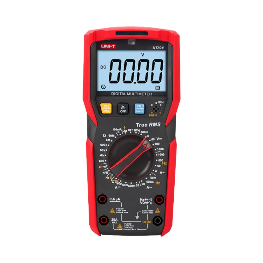 أفوميتر True RMS بمستشعر NCV وفحص الترانزستور وقياس المكثفات والحرارة hFE حتى CAT III 600V- UT89X يونى تى