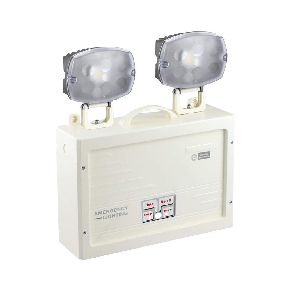 Olympia Electronics Led emergency luminaries, waterproof, self-testing, non-maintained operation, IK10, with BSI Certification. Light Source: 2x6P Leds.