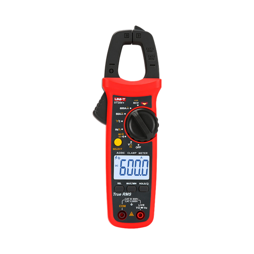 [UT204+] Uni-T Digital Clamp Meter 600A AC/DC True RMS, Neutral/Live Wire Test, Resistance, Capacitance and Temperature