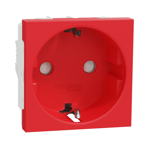 [NU303703] Schneider Electric Socket-Outlet, 2P+E, 16A, Schuko, With Shutter, Antibacterial, Red New Unica