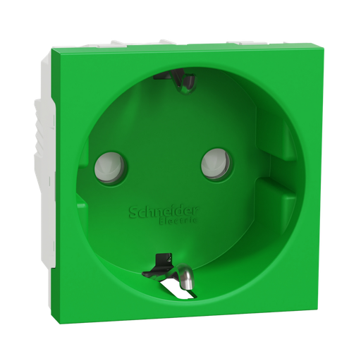 [NU303706] Schneider Electric Socket-Outlet, Mechanism, 2P + E, 16A, Schuko, With Shutter, Glossy, Antibacterial, Green New Unica