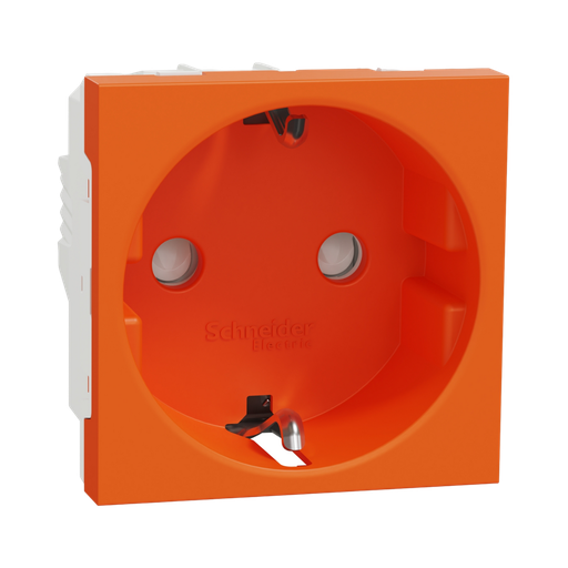 [NU303761] Schneider Electric Socket-Outlet, 2P+E, 16A, Schuko, With Shutter, Antibacterial, Orange New Unica