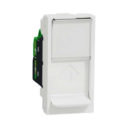 [NU341418] Schneider Electric Data Socket, Mechanism, RJ45, U/UTP, Straight, Click, Shuttered, White New Unica